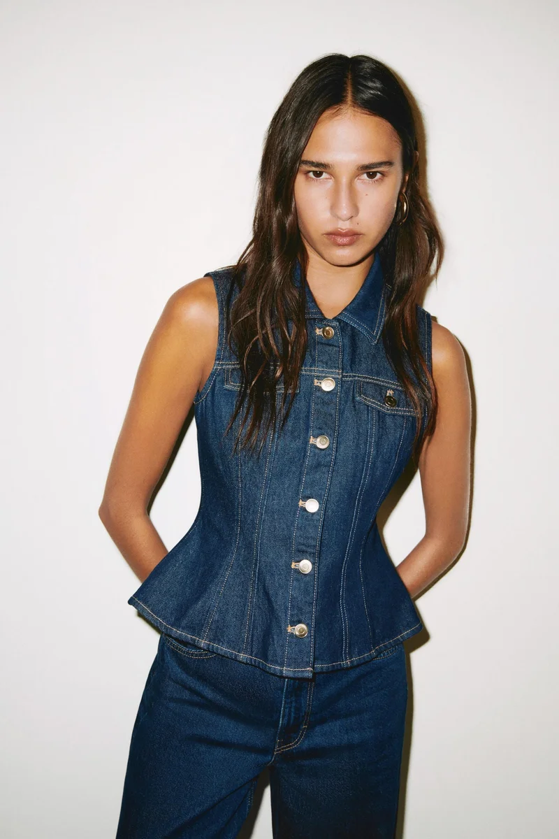 H&M Peplum denim waistcoat